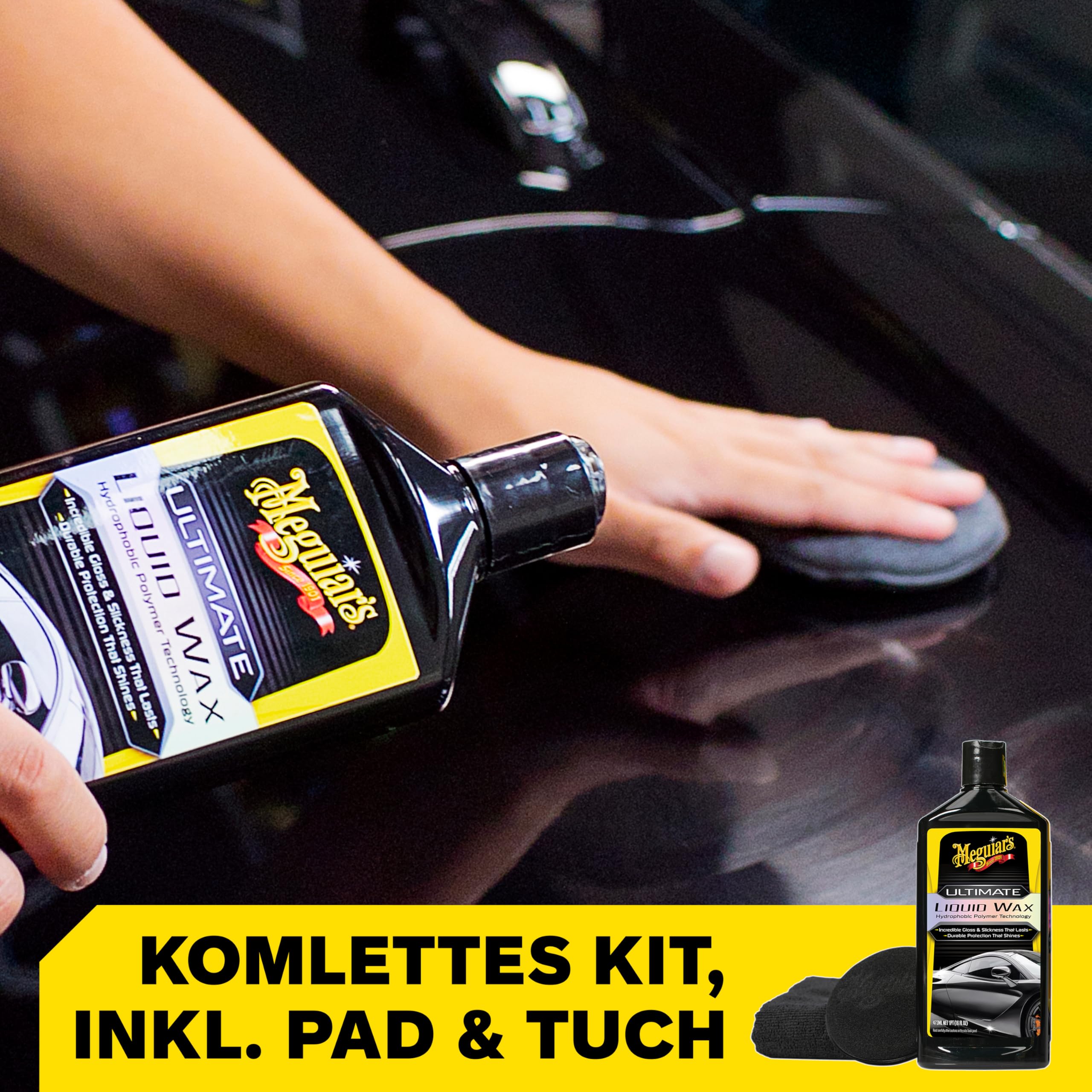 Meguiar's Ultimate Liquid Wax Flüssigwachs - Emulsion - Thinfilm-Technologie, Wachs mit Wasserabperleffekt, lange Standzeit, extra Glanz, 473ml, G210516EU