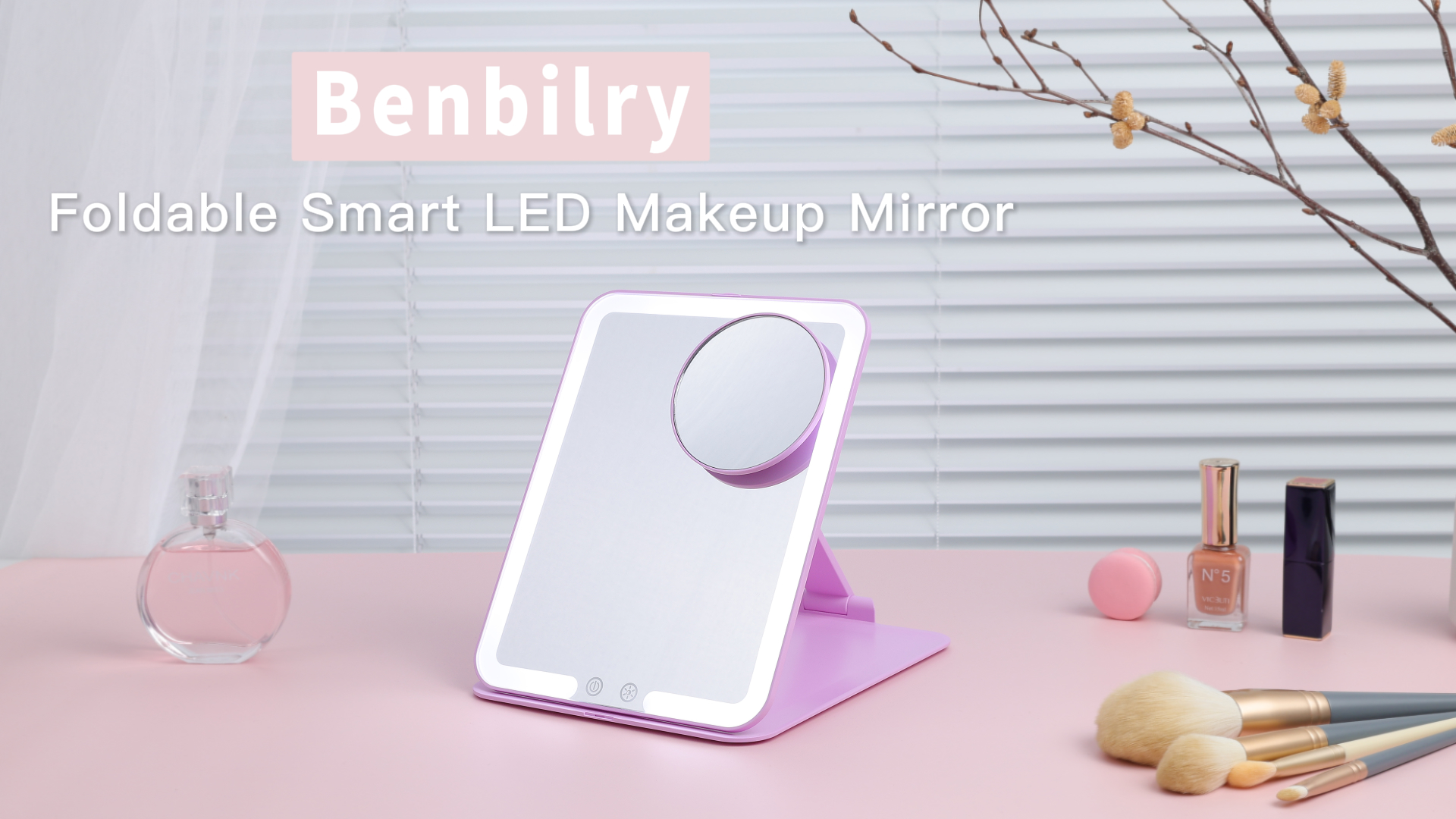 Espejo de Maquillaje Plegable de Viaje con Luces 20X miniatura 7