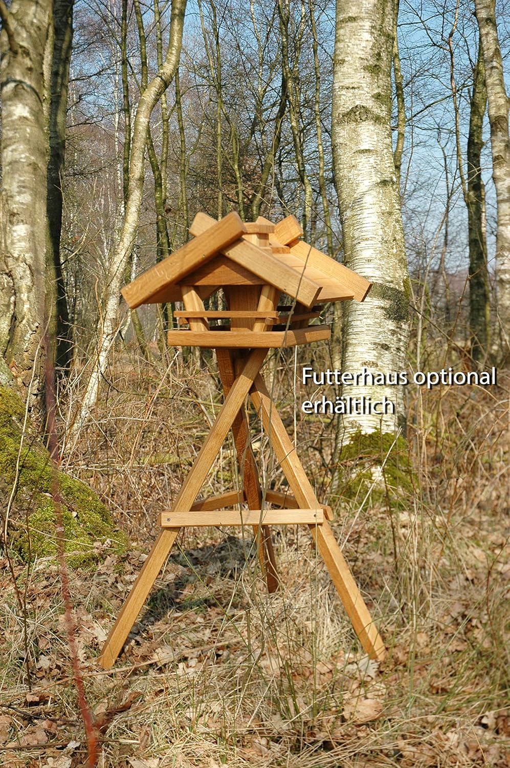 Solid Oak Birdhouse Stand (Oiled Oak) Birdfeeder Stand