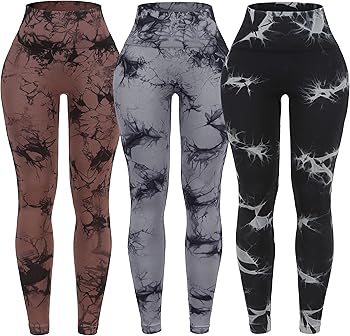 OVESPORT 3 Pack Tie Dye Seamless High Waisted Workout Leggings for Women Scrunch Butt Lifting Yoga Gym Athletic Pants
