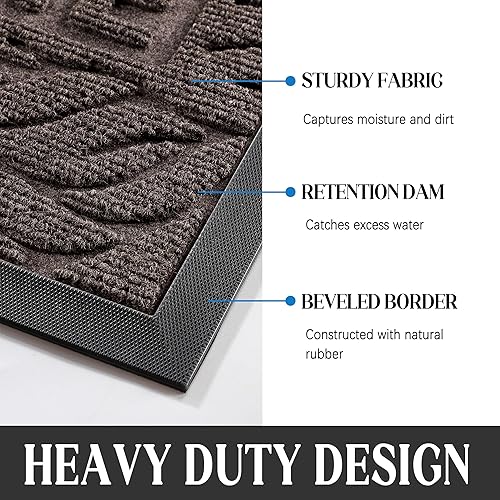 Vista 31 de Yimobra Tapete de bienvenida grande de 47 x 32 pulgadas, impermeable, antideslizante, para puertas delanteras, entradas exteriores, tapete de Beige