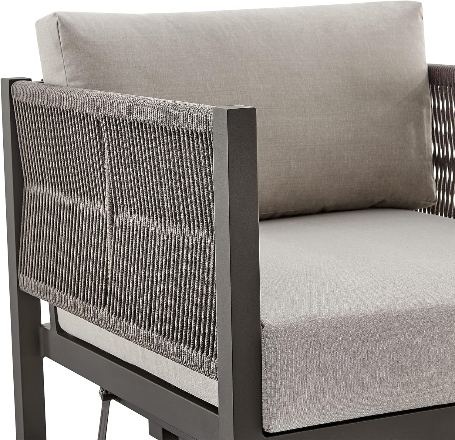 Cuffay Outdoor Patio Swivel Glider Lounge Chair in Dark Brown Aluminum with Cushions