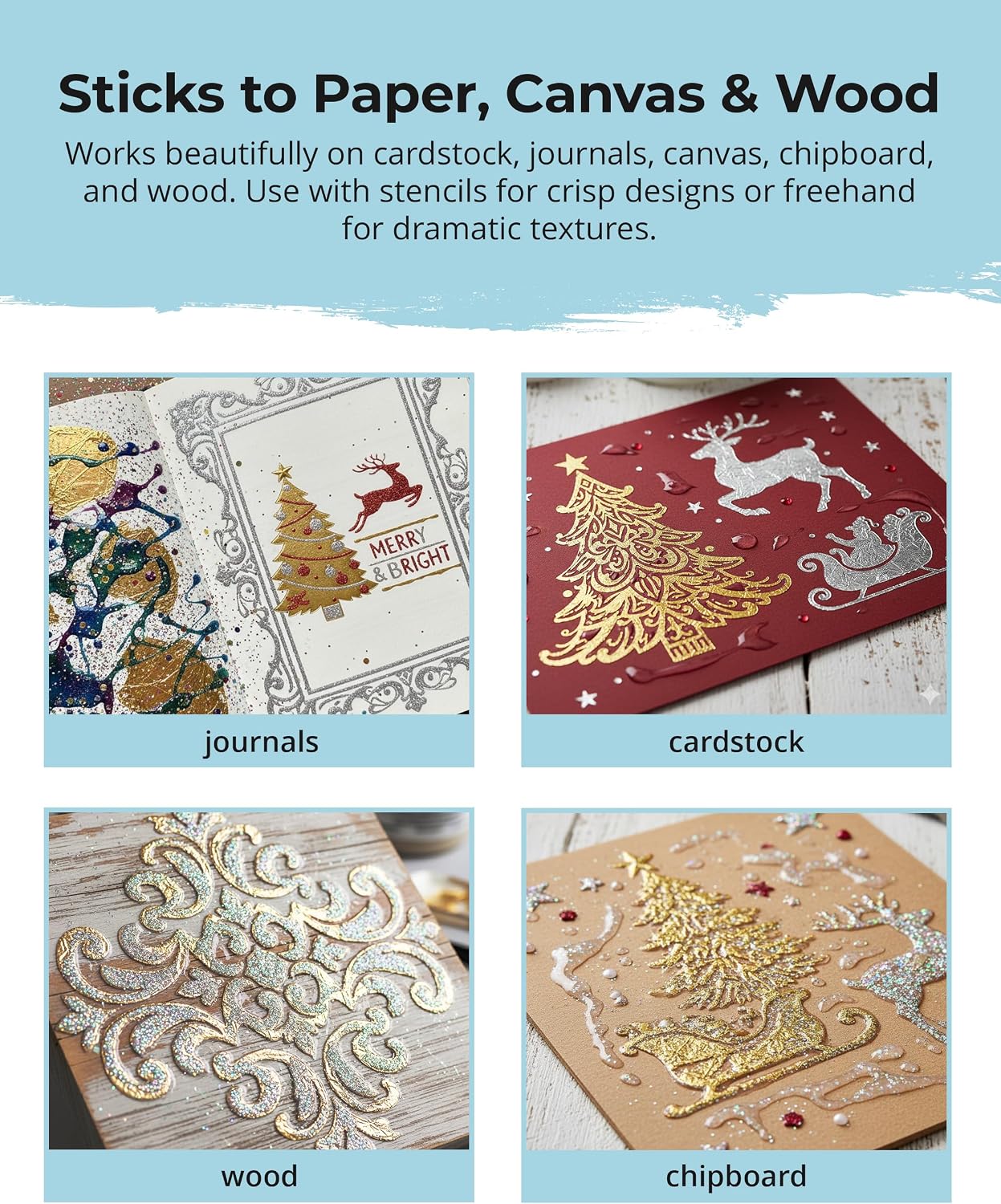 The Crafter’s Workshop – Tacky-When-Dry Gel Medium, Foil Adhesive for Paper Crafts, Journaling & Mixed Media | Dries Clear & Tacky for Glitter, Gilding & Mica Effects, 2 oz Jar