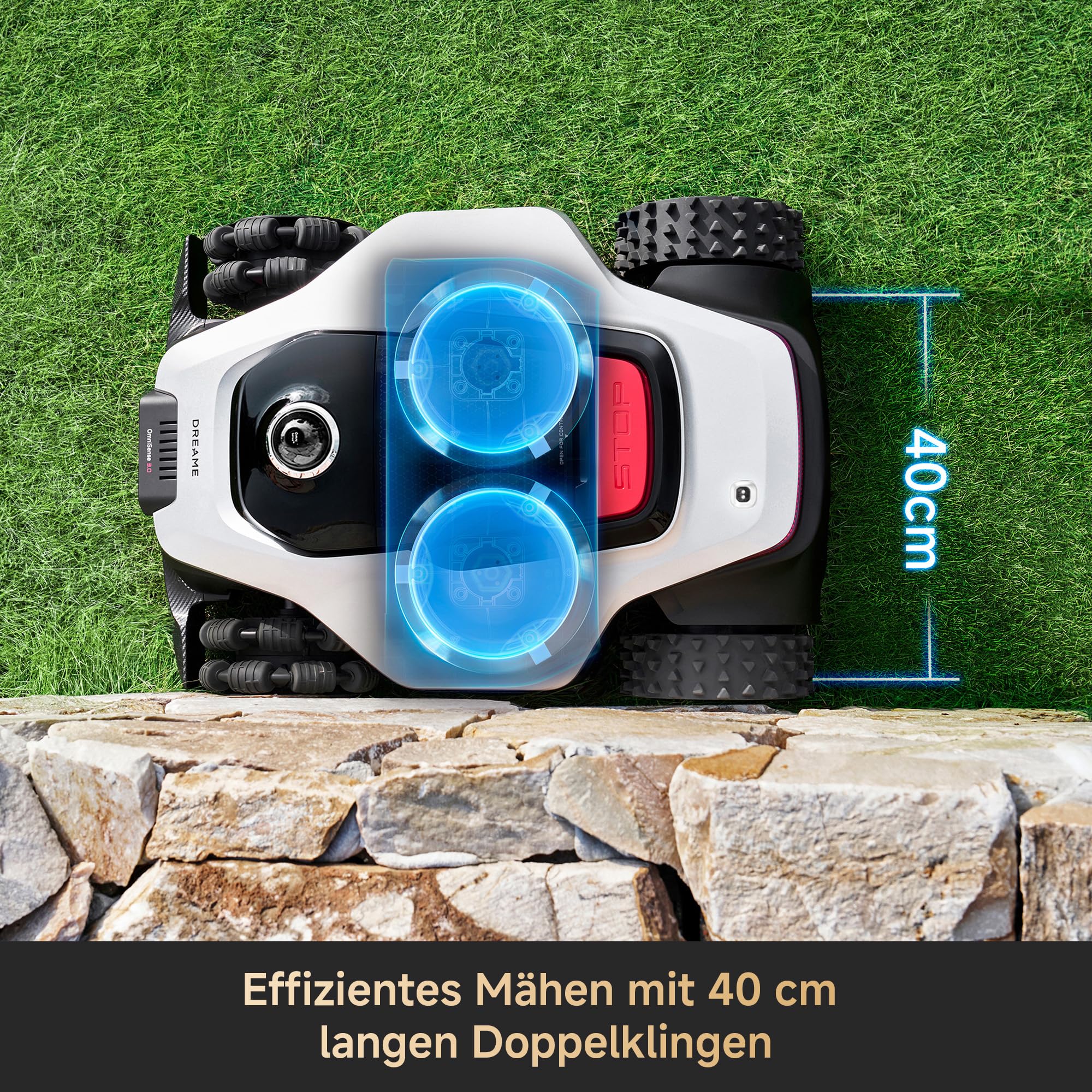 DREAME A3 AWD Pro 3500 Robot-Rasenmäher, für 3500 m², 4WD-Nabenmotoren, ohne RTK, 360° 3D-LiDAR & KI-Vision, Steigfähigkeit bis zu 80% (38,7°), EdgeMaster 2.0: ＜ 4 cm Kantenpräzision