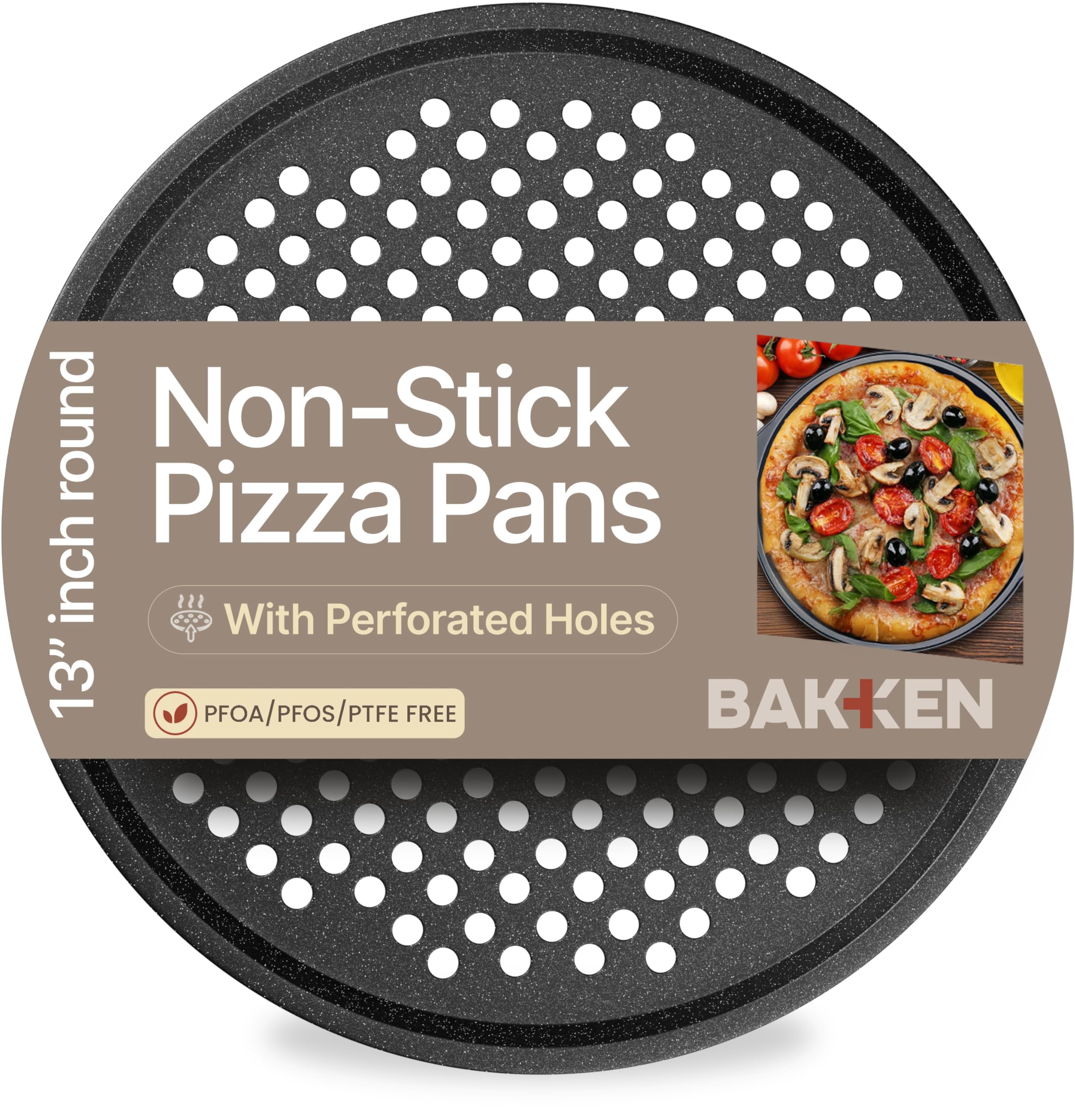Bakken Pizza Baking Pan - Round Perforated Carbon Steel Pan (1 Tray)