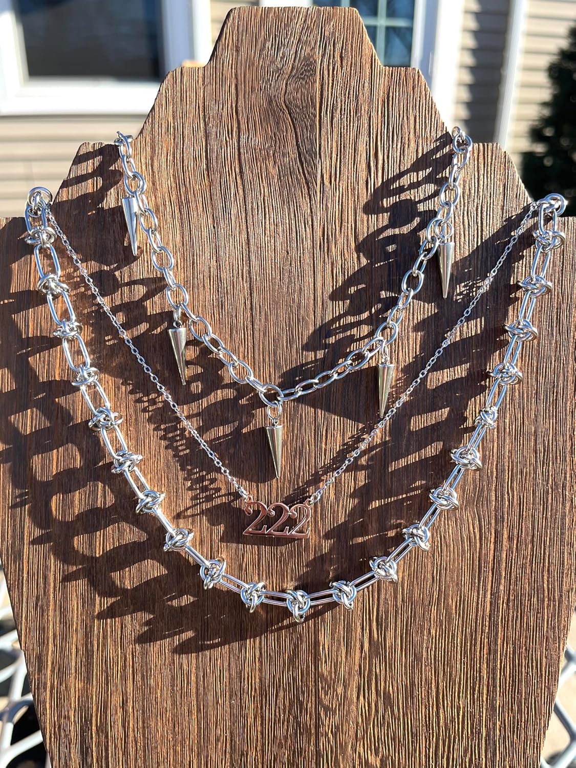 Pierced Owl Stainless Steel Ball Knot Chain Necklace - Image 2