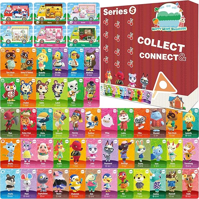 [Series 5] 48 Pcs Mini NFC Cards Compatible with Animal Crossing New Horizons with Additional 6 RV Cards
