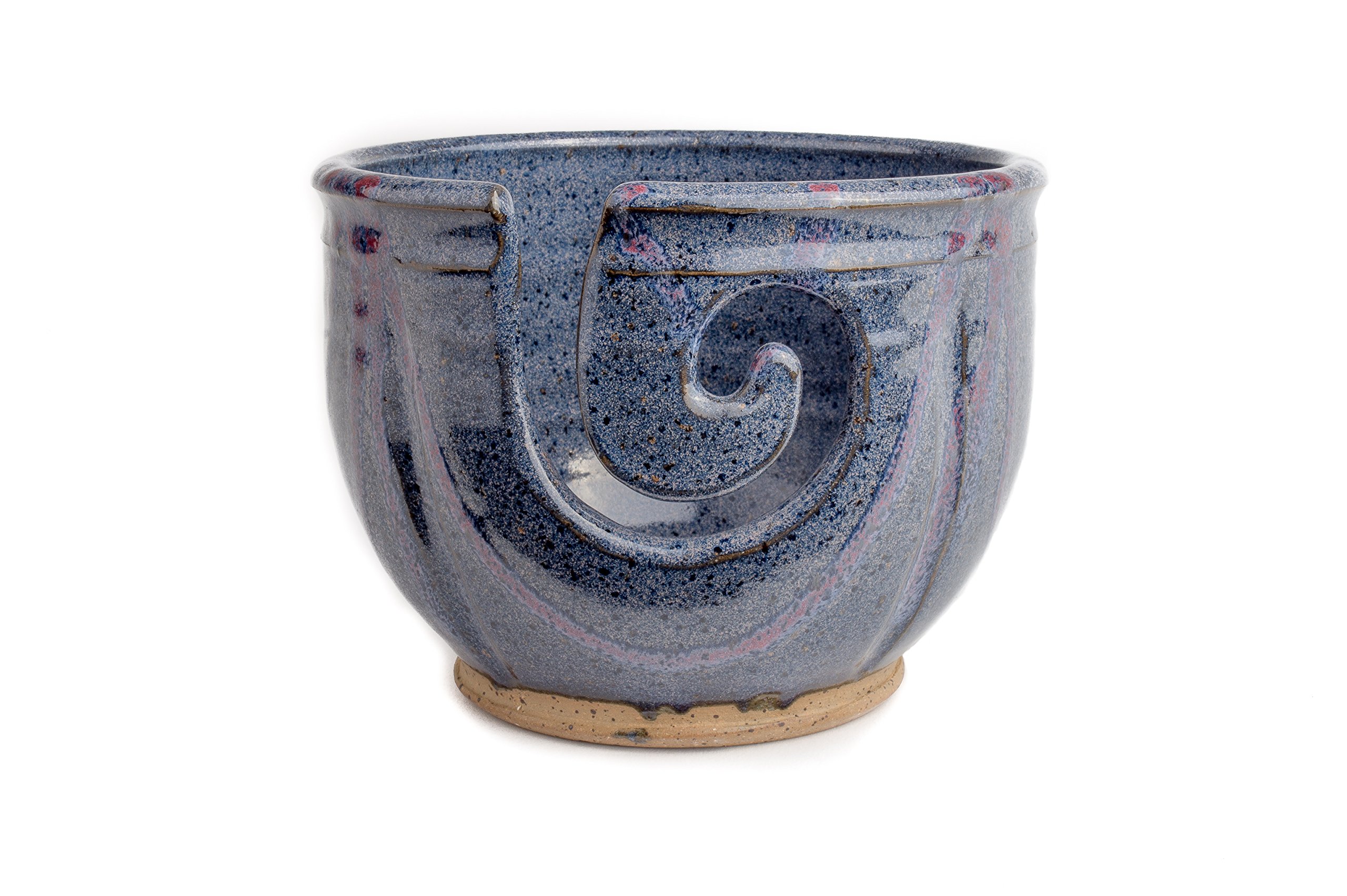 Yarn Bowl - Blue Violet with Raspberry