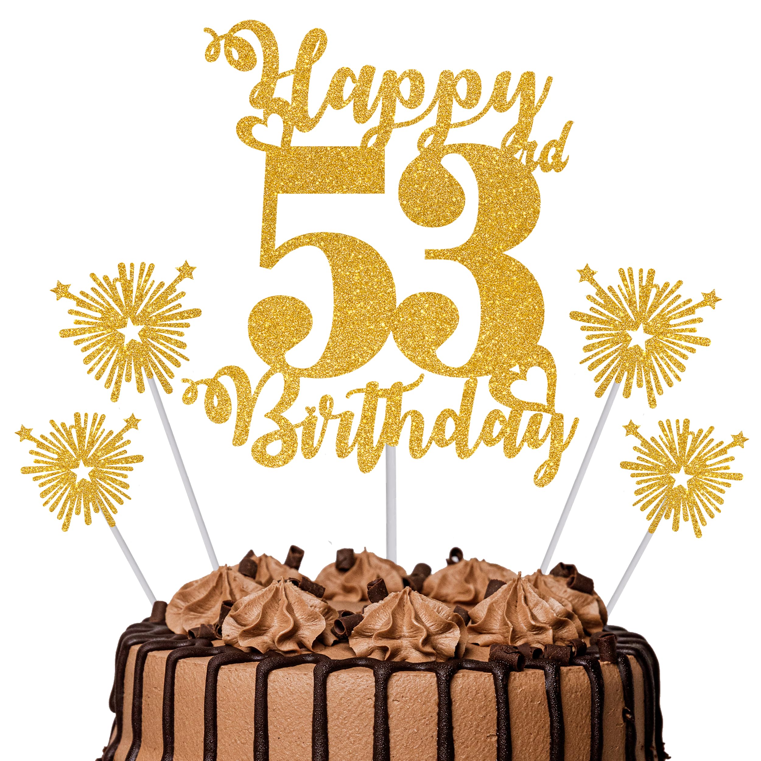 Gold Glitter 96th Birthday Cake Topper Set – 5 Piece Premium Glitter Birthday Decoration & Party Supplies for Men, Women & Kids – 96th Birthday — view 52