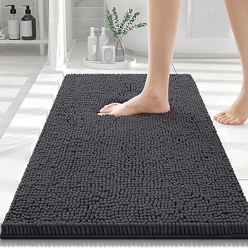 smiry - Lujosa alfombra de baño de felpilla, extra suave y absorbente, lavable a máquina, antideslizante para bañera, ducha y cuarto de baño (30 x