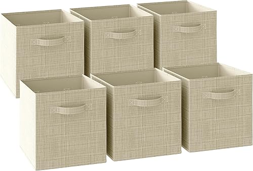 NEATERIZE - Cubos de almacenamiento grandes de 13 x 13 pulgadas, juego de 6 cubos de almacenamiento Cubos de almacenamiento con asas dobles,