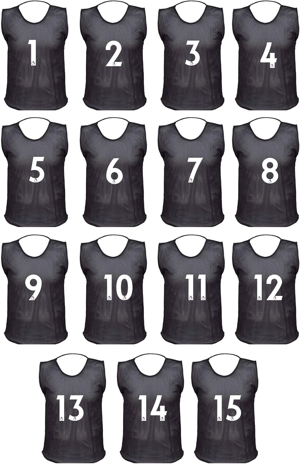 15 MESH BIBS FOOTBALL TRAINING SPORTS BIBS PREMIER LEAGUE NUMBERED (1