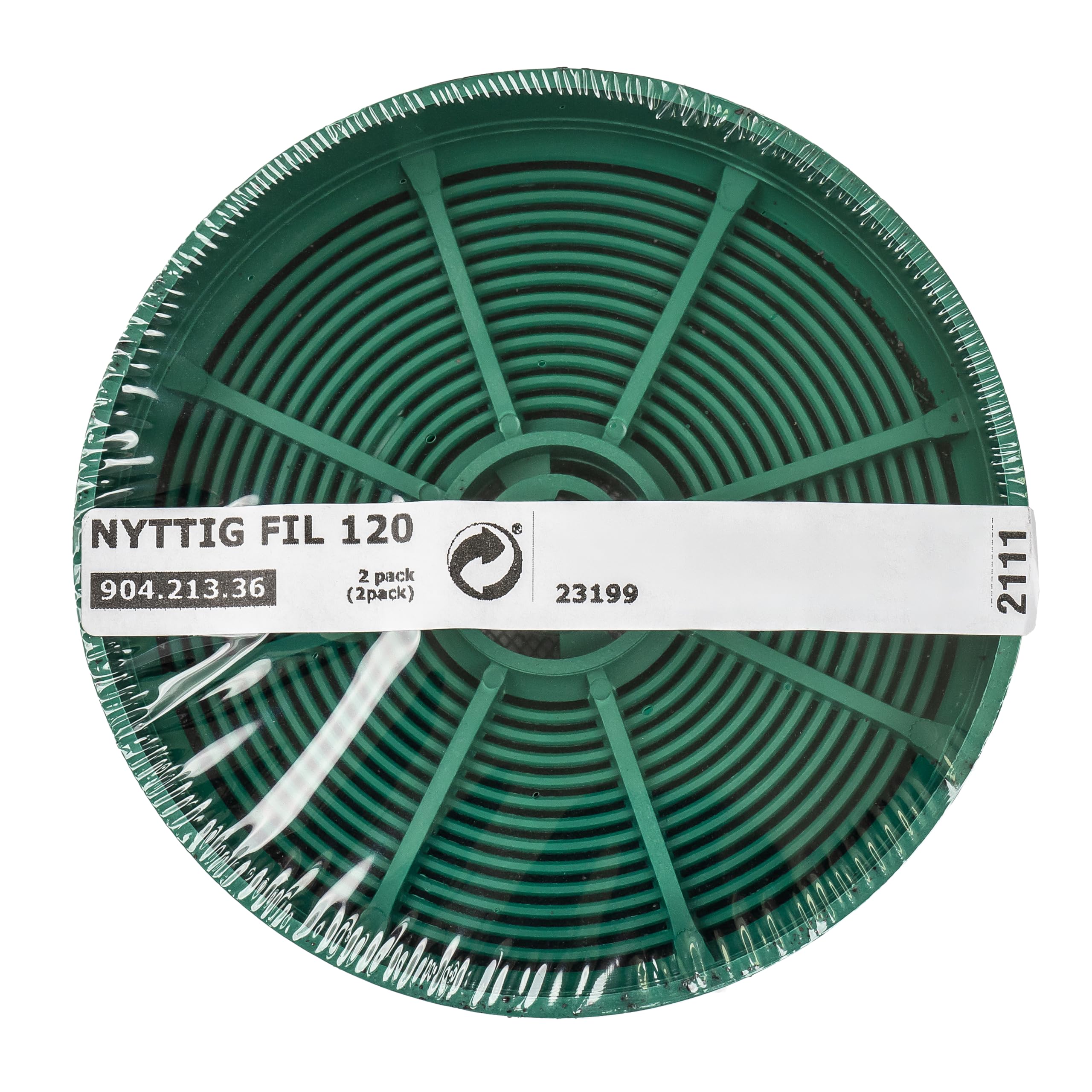 Lot de 2 filtres de rechange authentiques NYTTIG FIL 120 Charbon/carbone pour hotte aspirante Vert 12,6 x 3 cm