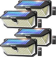 Vista 8 de TECKNET 416 luces LED solares para exteriores, impermeables, ángulo de 300° y 3 modos de iluminación, luces de pared con sensor de movimiento, 2