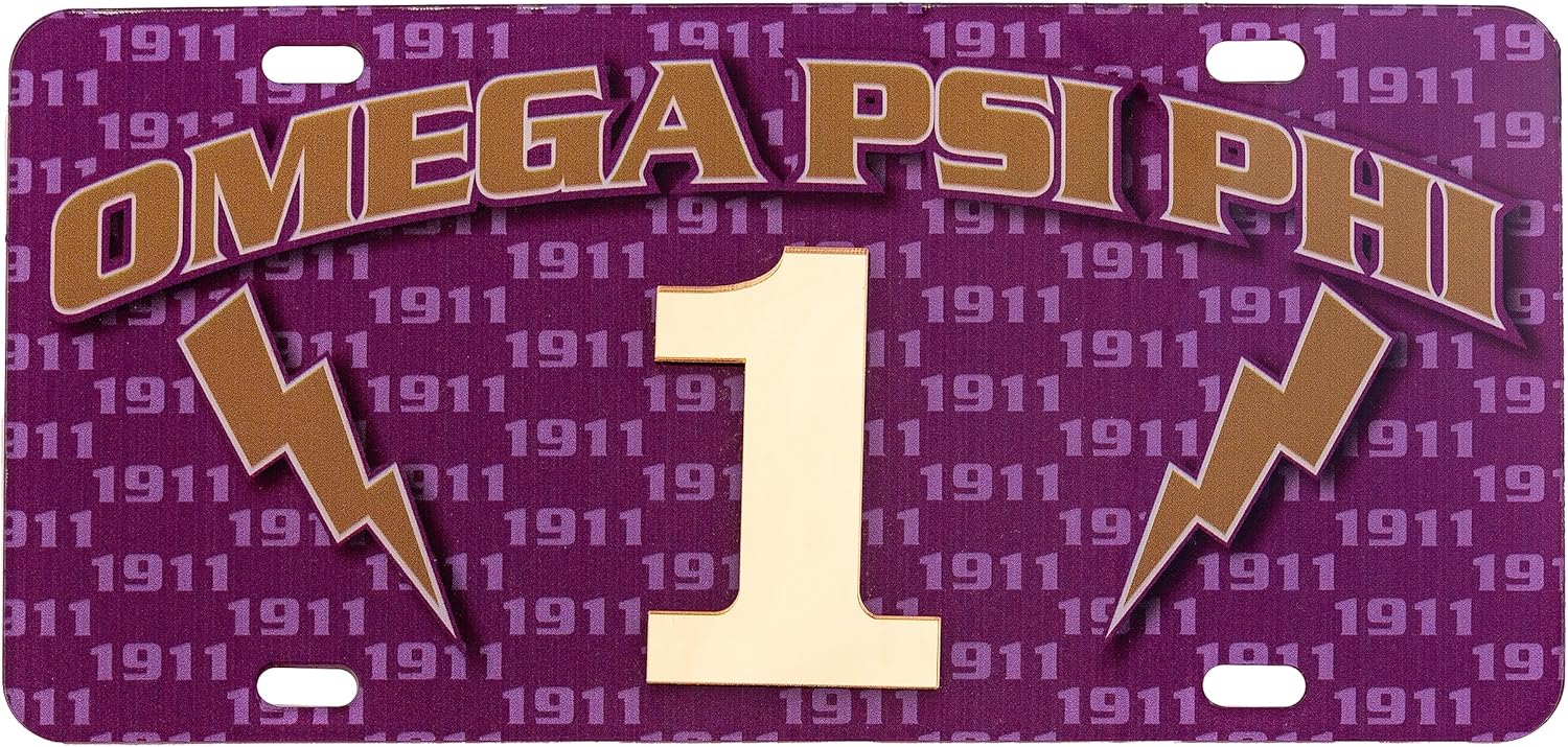 Desert Cactus Omega Psi Phi Accessories Ques Decorative Acrylic Car Tag for Front and Back of Vehicle (Car Tag - 15-1)