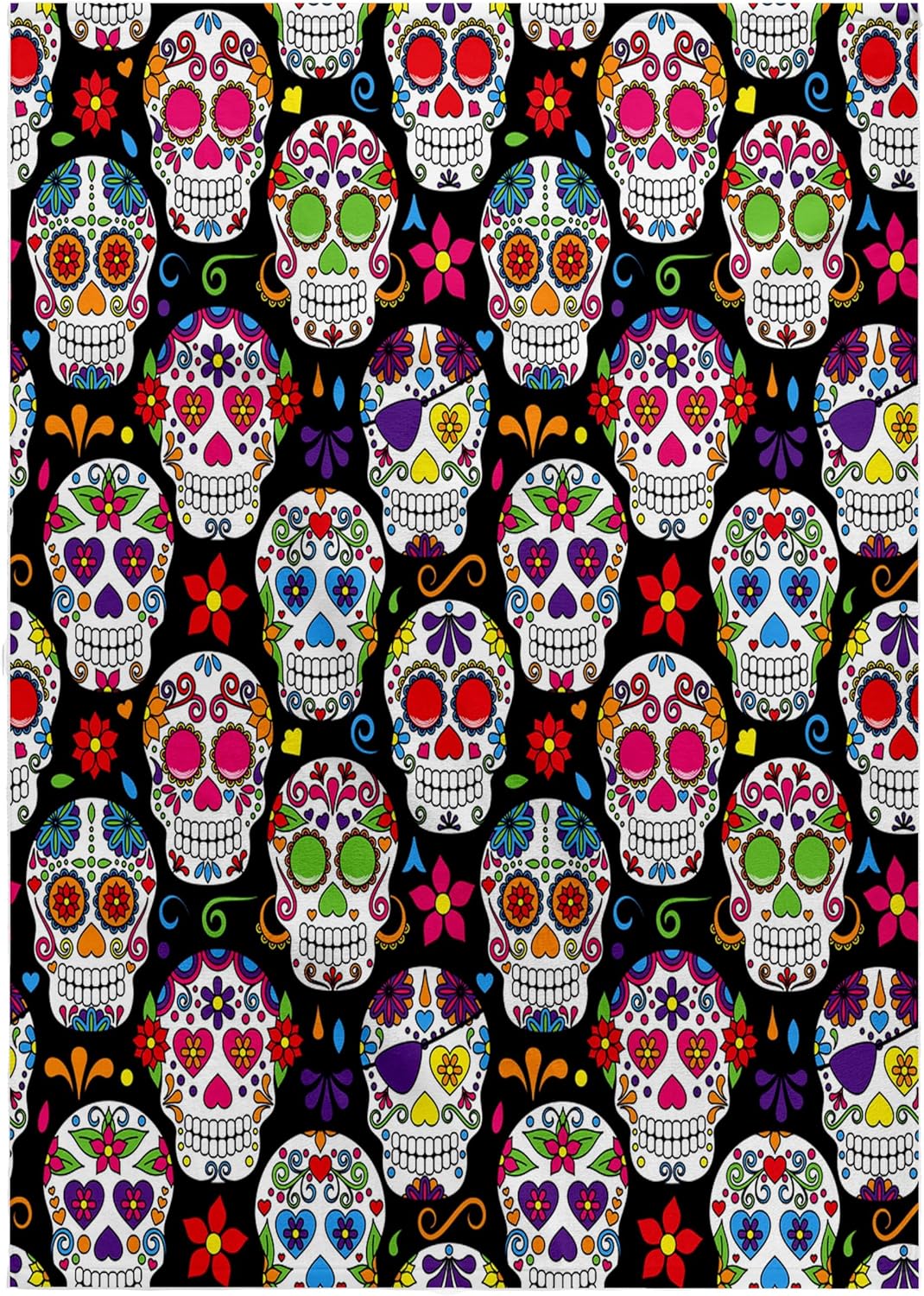 3dRose Colorful Sugar Skulls Pattern 22x30 Bath Hand Pool Towel