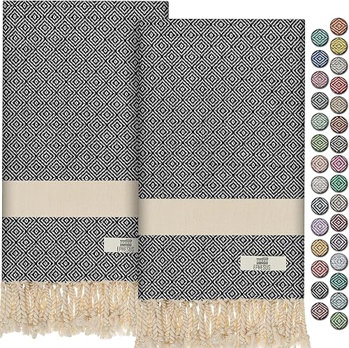 Miniatura 43 de Toallas de mano – Juego de 2 18" x 30" – Toalla de mano turca decorativa para baño, cocina, invitados, cara, cabello, té, paño de cocina