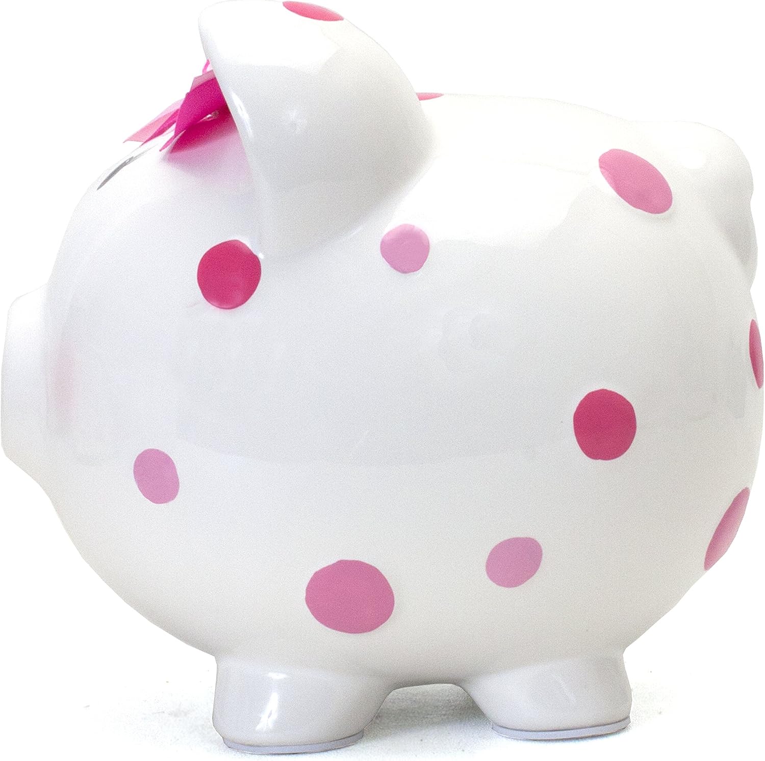 Child to Cherish Ceramic Polka Dot Piggy Bank for Girls, Pink