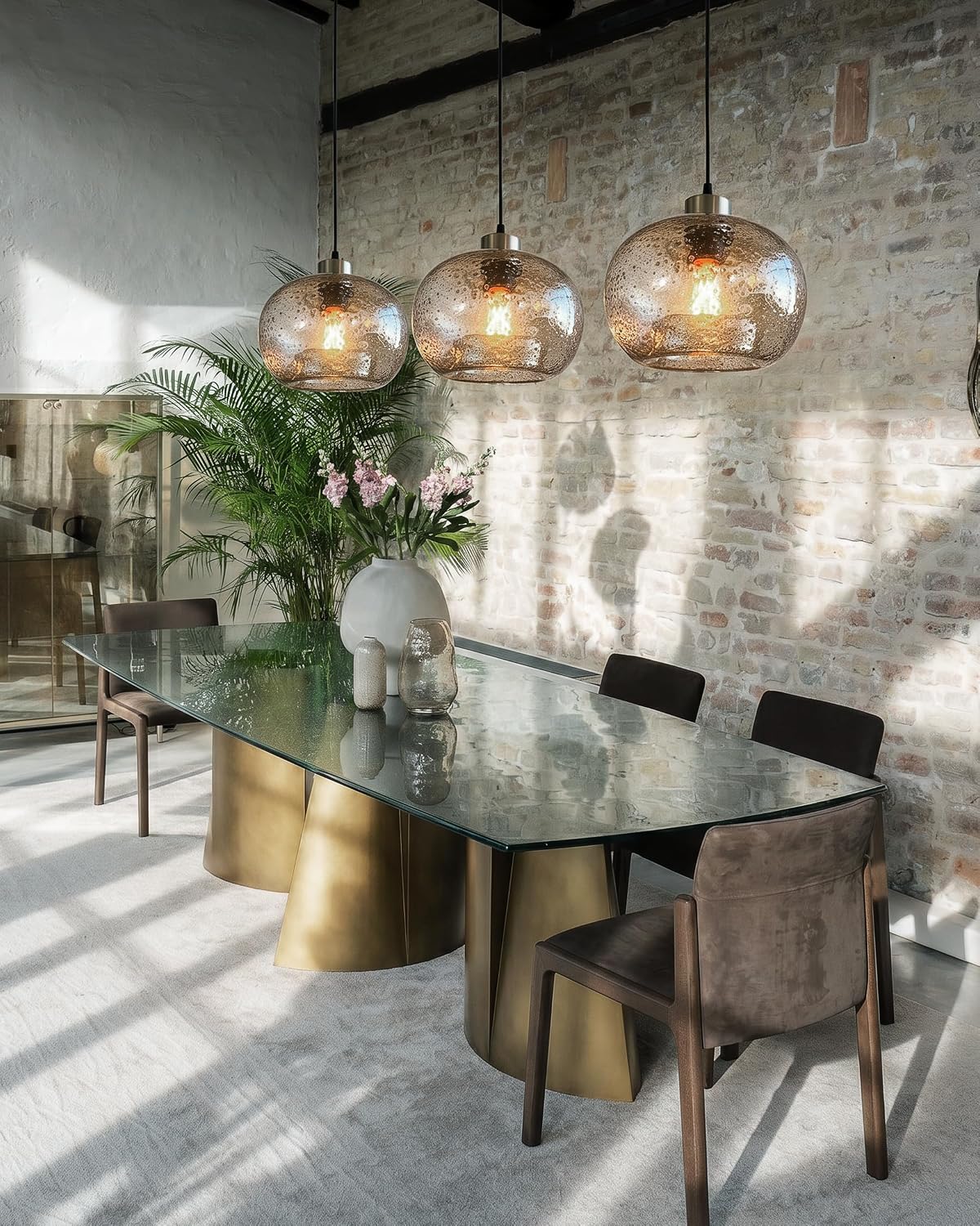 CASAMOTION Glass Pendant Lights, Marble Clear, 2 Pack image 3
