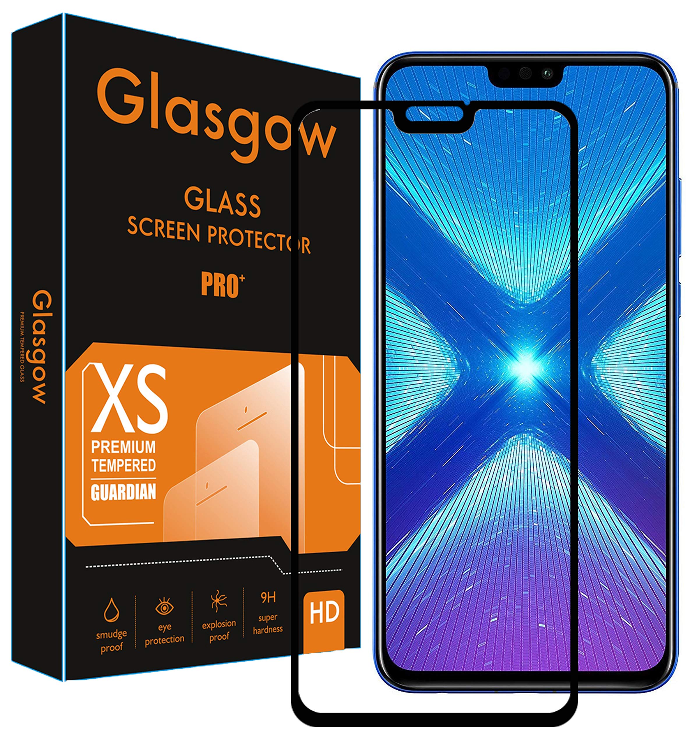 Glasgow |For Honor 8X | Tempered Glass Screen Protector Guard | Full Glue Curved Tempered Glass | Bubble Free Installation | Gorilla - Black (B07WWGFDKT) Amazon Price History, Amazon Price Tracker