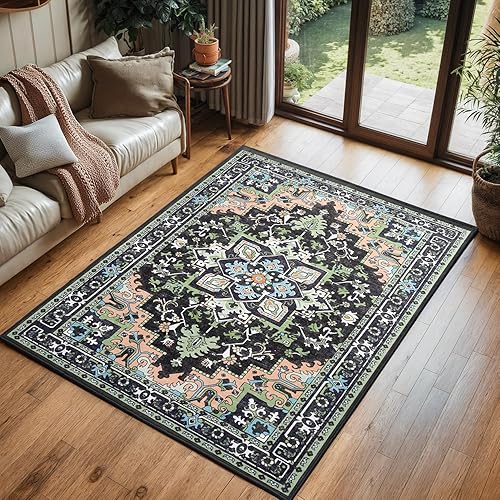 Miniatura 62 de Lofus Alfombras de área de 5 x 7 pies para sala de estar, alfombras lavables para dormitorio, cocina, alfombra bohemia vintage, suave, Vintage Beige