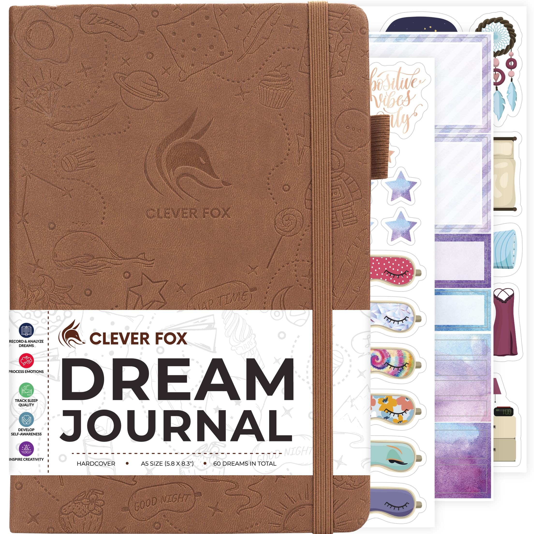 Clever Fox Dream Journal – Guided Dream Diary for Women, Men & Kids – Hardcover Notebook to Track & Analyze Your Dreams & Sleep – Log Book for Dream Journaling – 60 Dreams Total, A5 Size - Terracotta — image 1