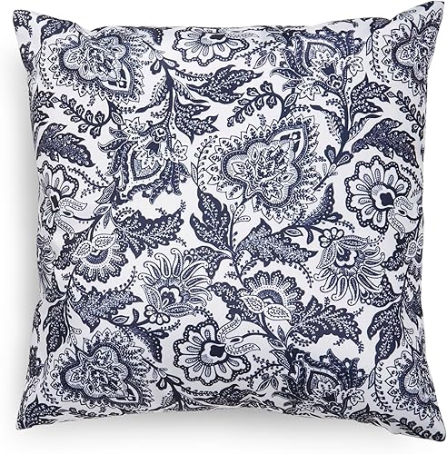 Miniatura 2 de Vera Bradley Almohada reciclada Lighten Up resistente al agua para interiores y exteriores con inserto hipoalergénico, Java azul marino y blanco