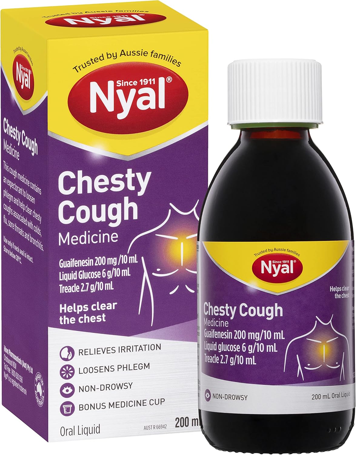 Nyal Nyal Chesty Cough 200Ml Srt, 200 milliliters