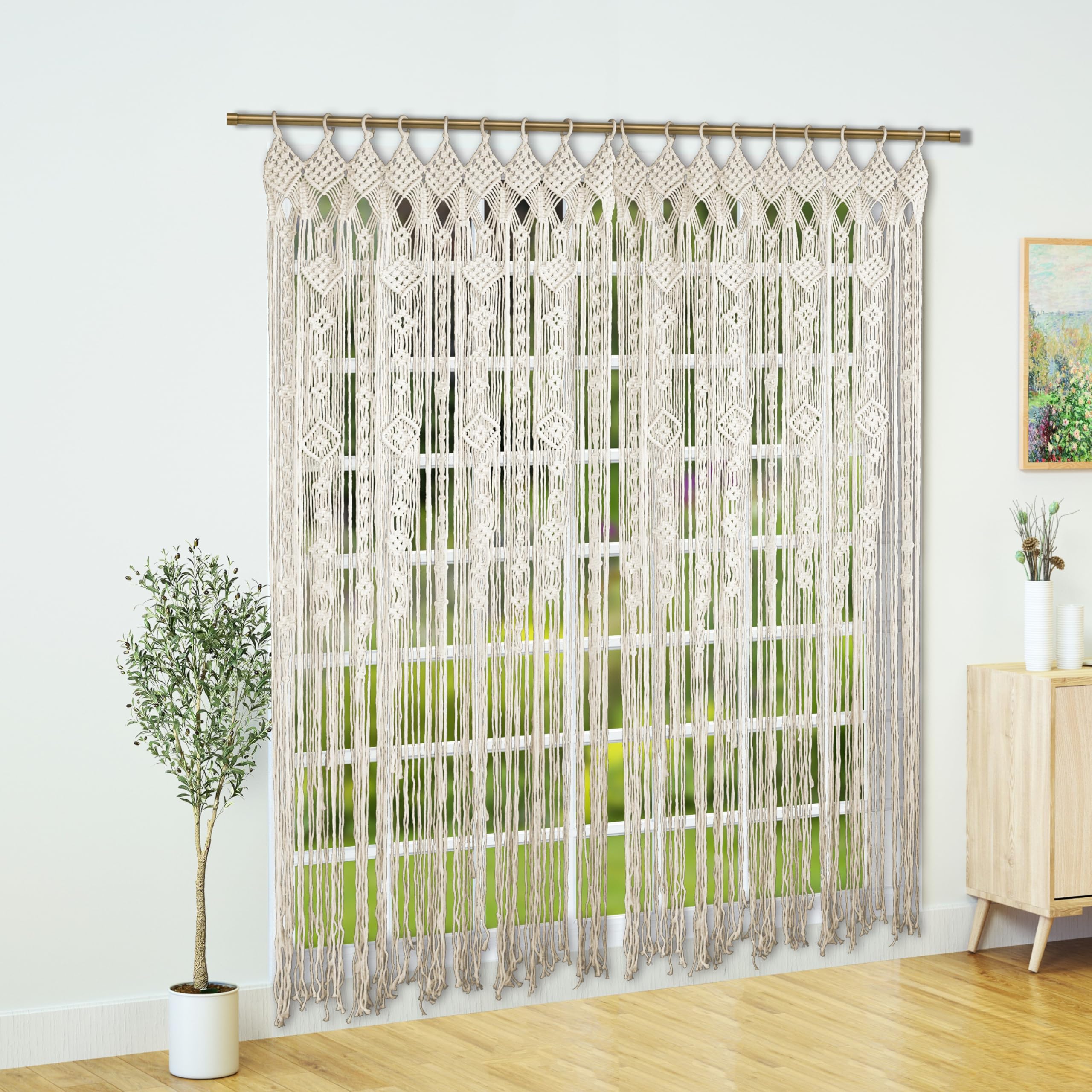 Wedding Backdrop Handmade Macrame Curtain Ivory 35x74 Inches - Boho ...