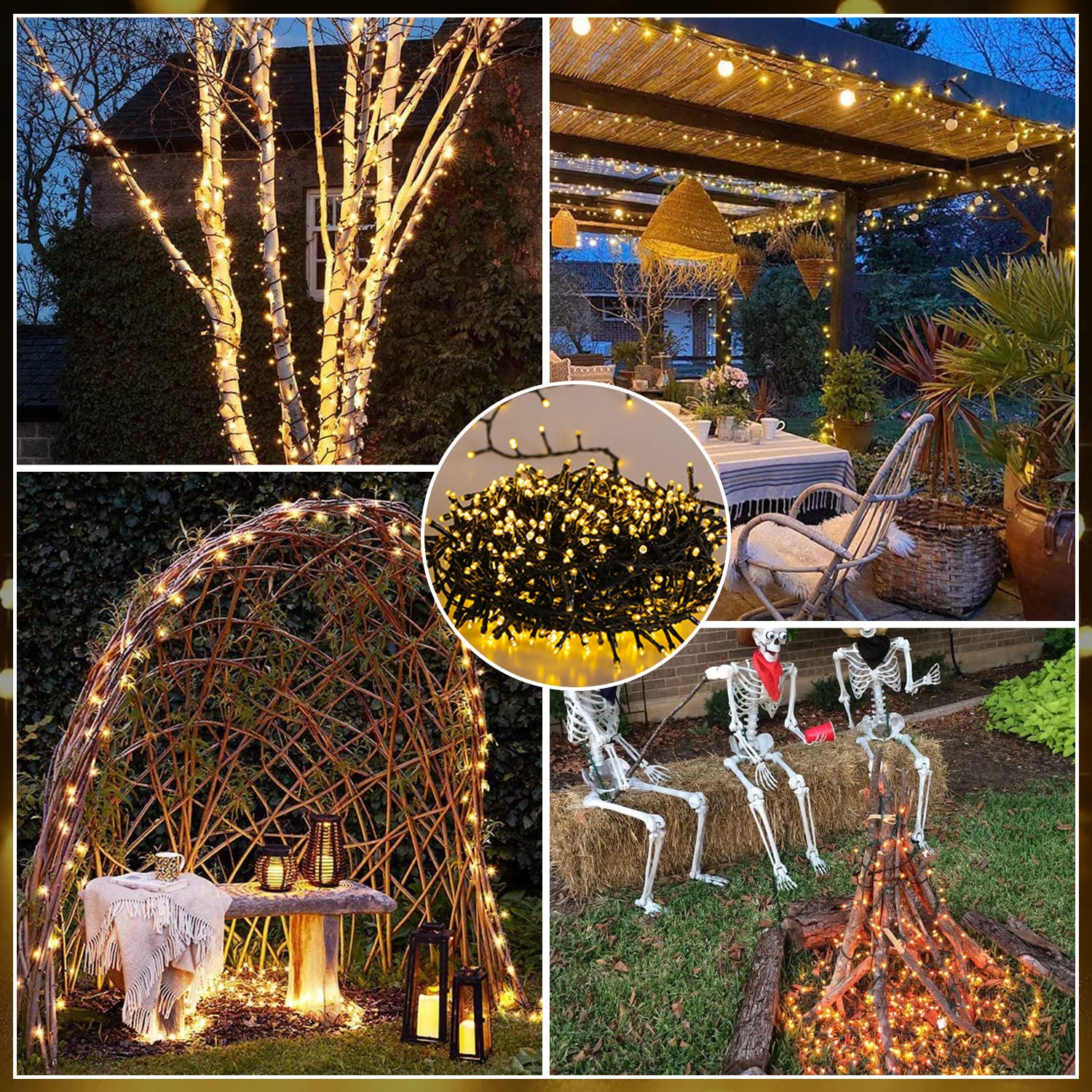 A.bigwhale Luci Solari Esterno, 50 LED Catena Luminosa Esterno 8 modalità Catena Luci Solare EsternoImpermeabile per Giardino, Cortile, Matrimonio, Terrazza, Natale, Festa Decorazione