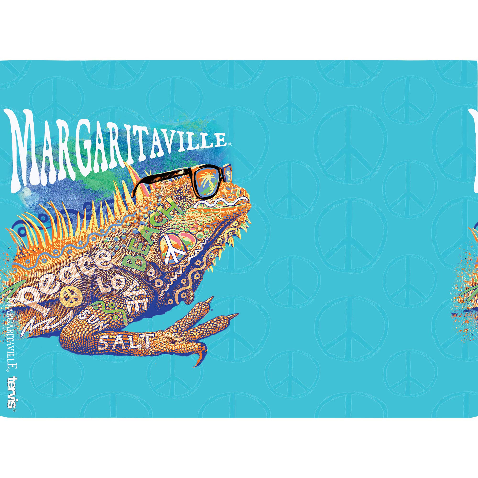 Tervis Margaritaville - 'Peace Love Salt Made in USA' izolowany kubek podróżny z podwójnymi ściankami utrzymuje napoje zimne i gorące, 680 ml, przezroczysty