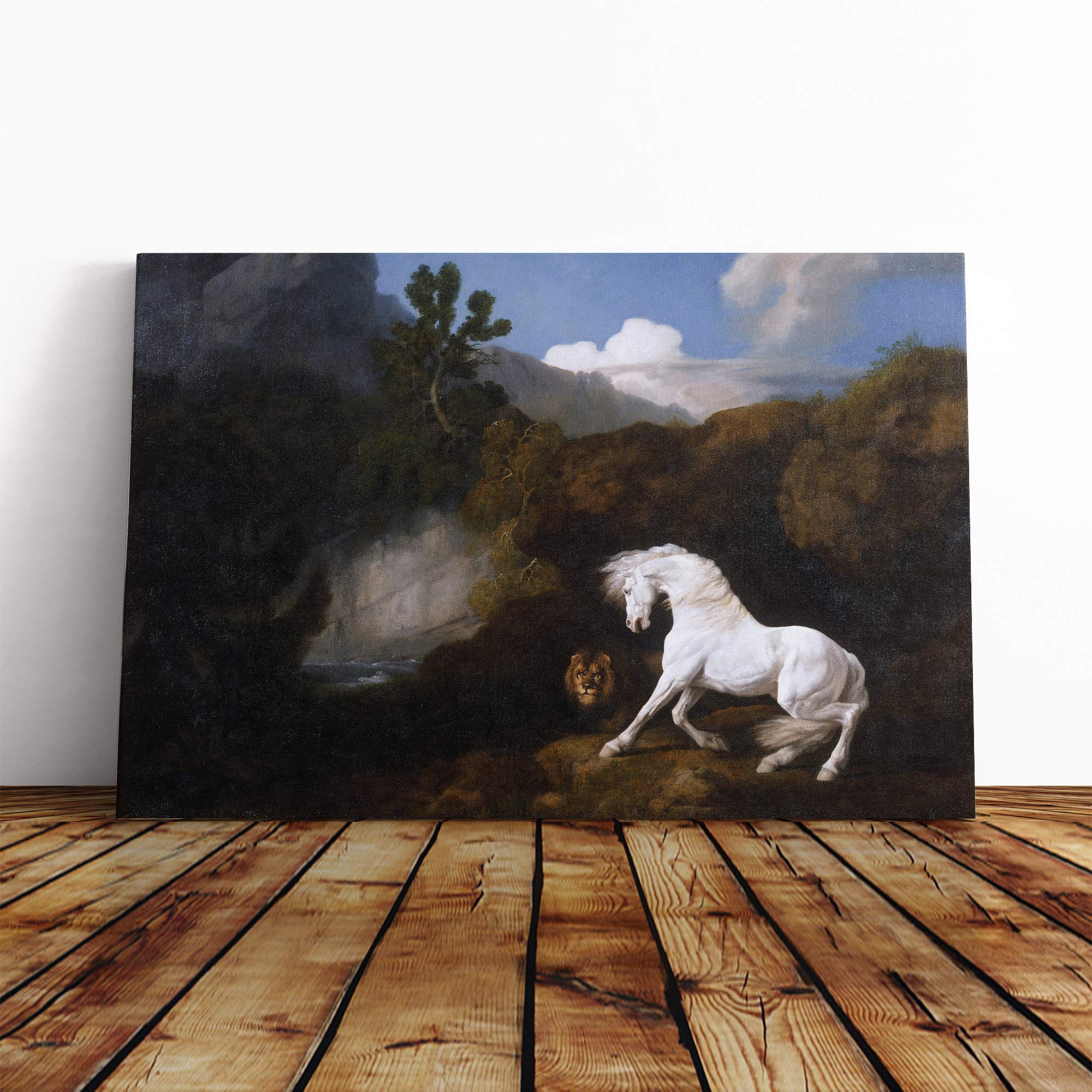 George Stubbs Horse Frightened by a Lion Canvas Print | Gallery Wrapped 30mm Frame Wall Art | 24x16 inches | Ready to Hang | Modern Animals Picture | Living Room Bedroom Lounge Office
