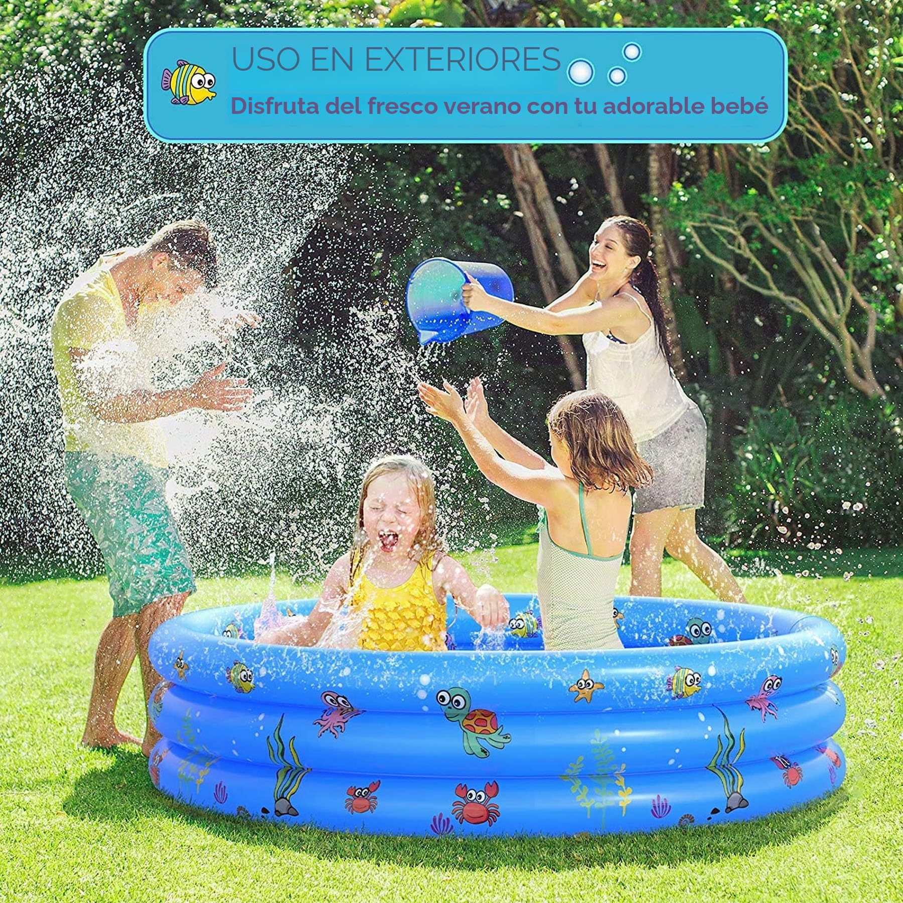 Piscina Hinchable,Piscina Hinchable para Bebés,Piscina Inflable Infantil,Piscina Infantil,Piscina Inflable Niños,3 Aros Piscinas Hinchable,Piscina Hinchable Redonda,Piscina de Agua para Niños