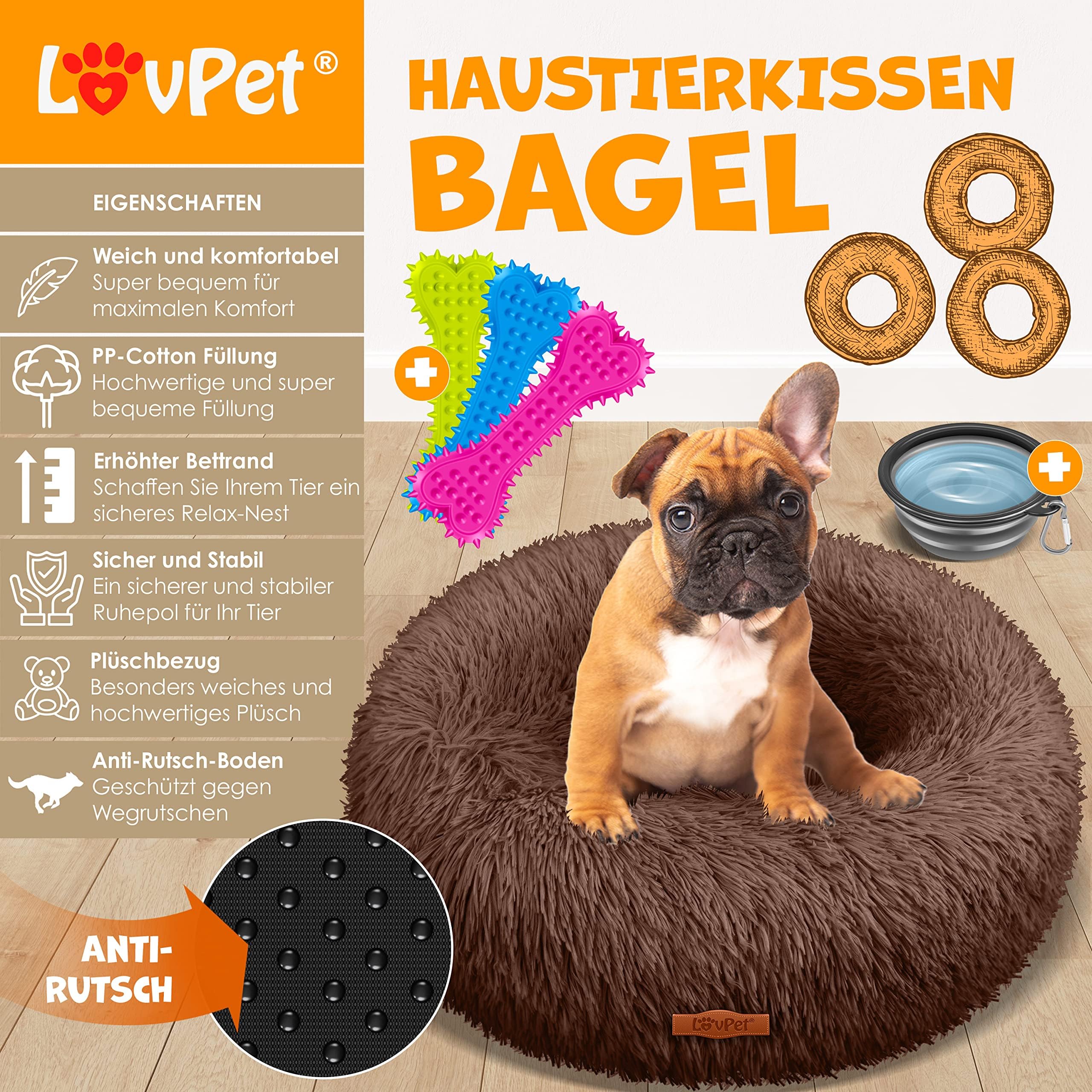 Lovpet® Hondenbed, hondenkussen, hondenmand, Chiller, incl. bak 3 x kauwbotten, hondenbankkussen voor kleine, middelgrote en grote honden, hoes afneembaar en wasbaar, XL 110 x 75 x 27 cm