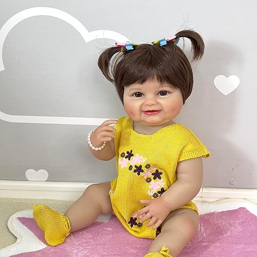 Miniatura 4 de Anano Muñeca de bebé realista, muñecas de bebé recién nacido, de 22 pulgadas, muñeca de bebé recién nacida, de aspecto real, cara gordita, muñeca de