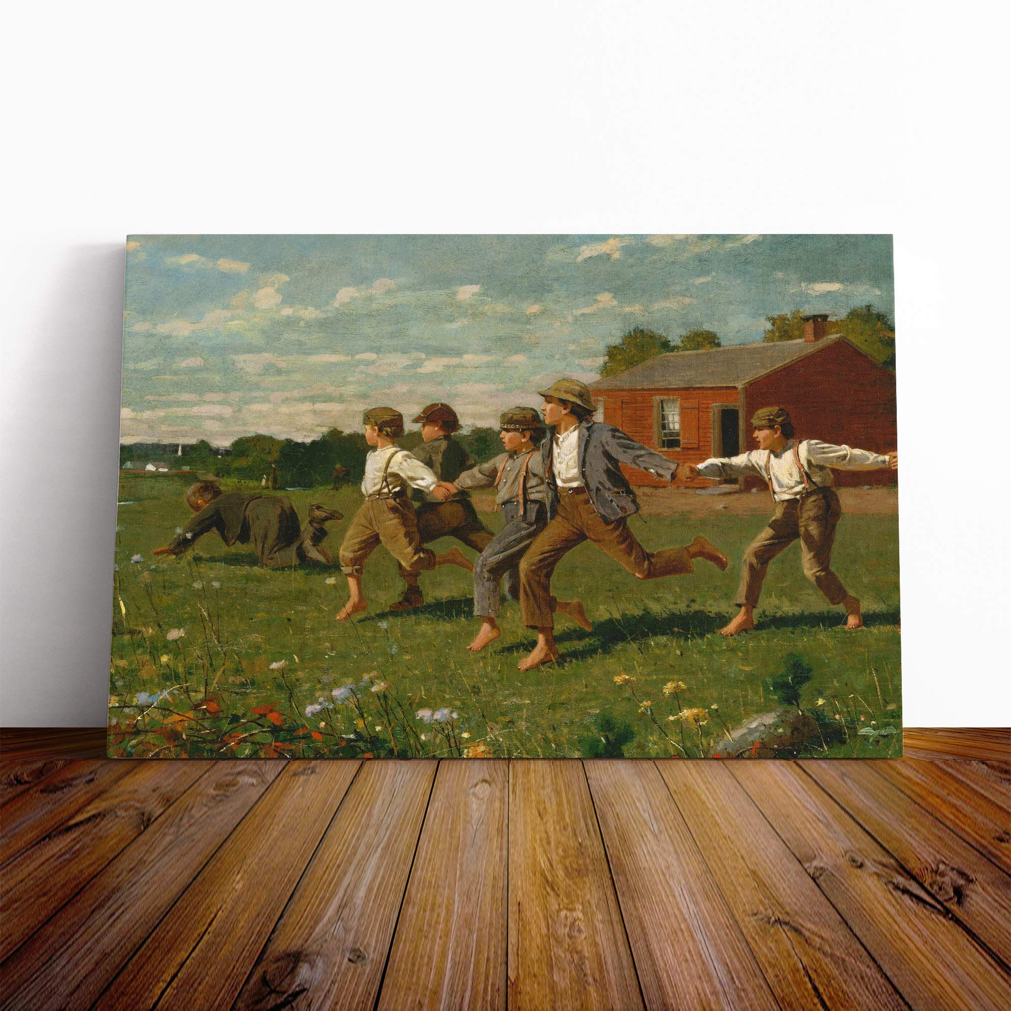Winslow Homer Snap The Whip Canvas Print | Gallery Wrapped 30mm Frame Wall Art | 20x14 inches | Ready to Hang | Modern Picture | Living Room Bedroom Lounge Office