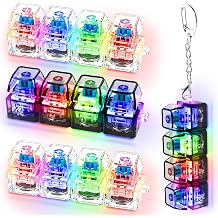 4 PCS Glow Keyboard Fidget Toy, Keyboard Fidget with LED Light Keychain 4-in-1 Keyboard Decompression Button Finger Clicker Toys, Button Stress Relief Fidget Gifts for Kids Adults Clear Black