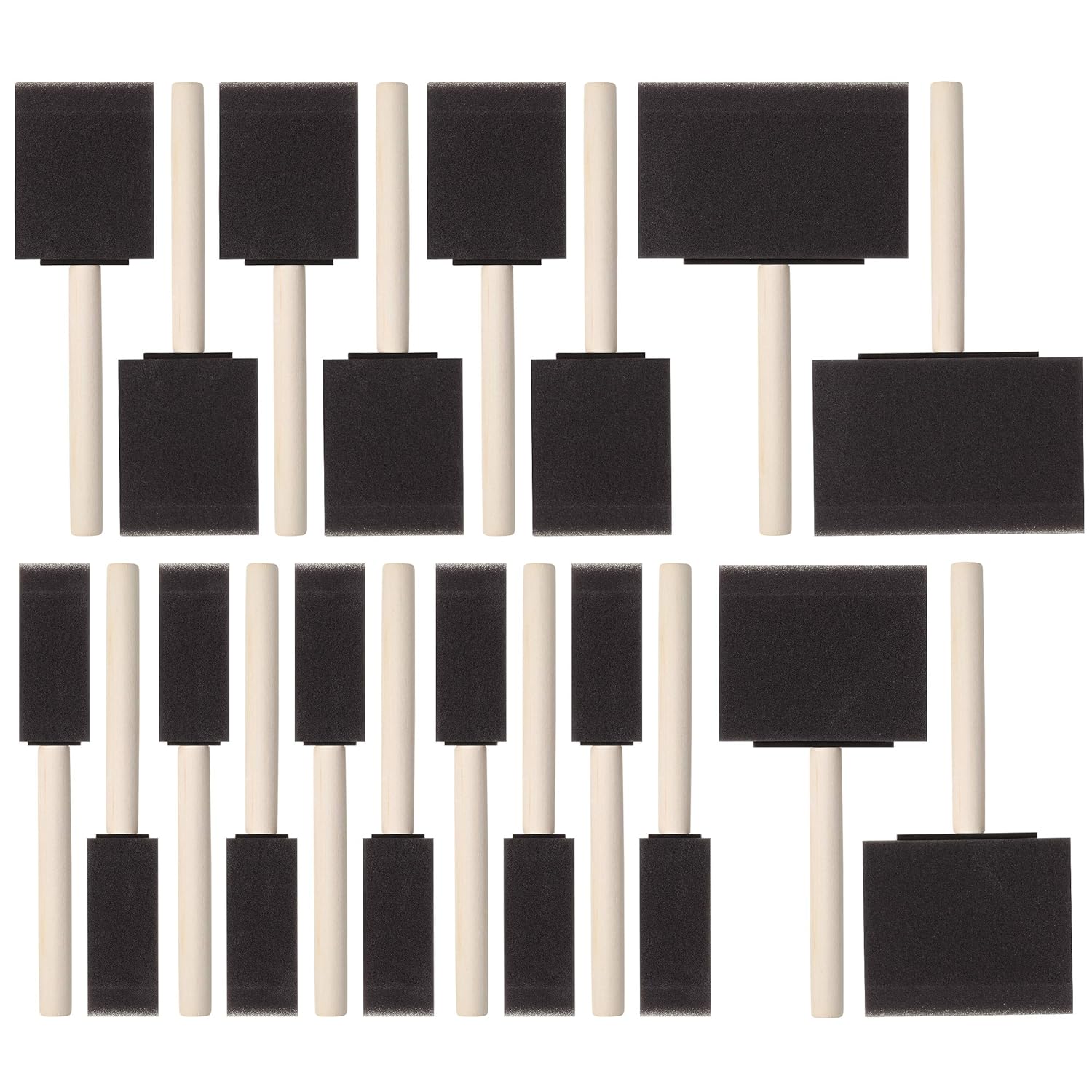Bates Foam Paint Brushes, Assorted Sizes, 20 Pcs, Sponge Paint Brush