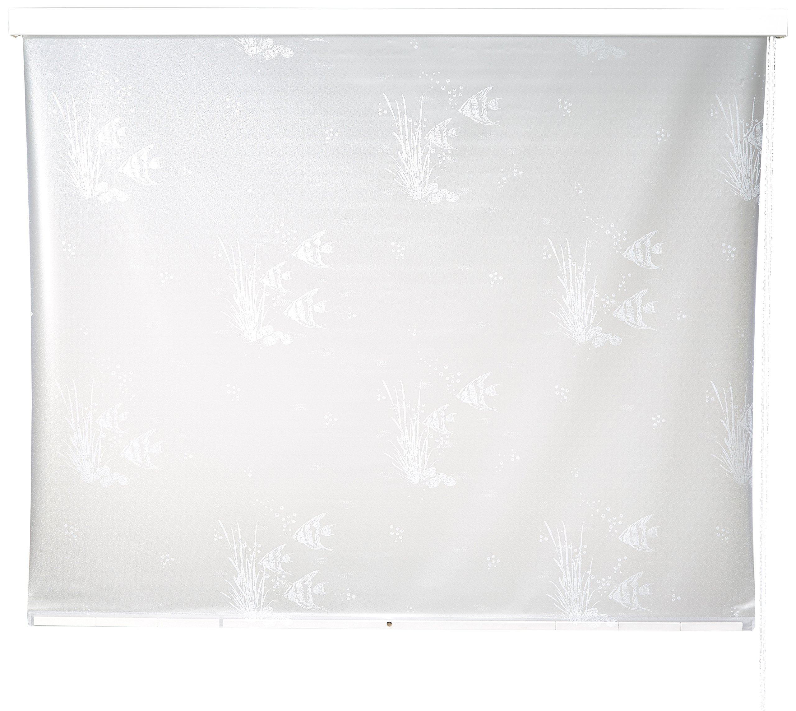 ECO-DuR 4024879000974 Kassetten Duschrollo 134 cm weiß - Fische weiß