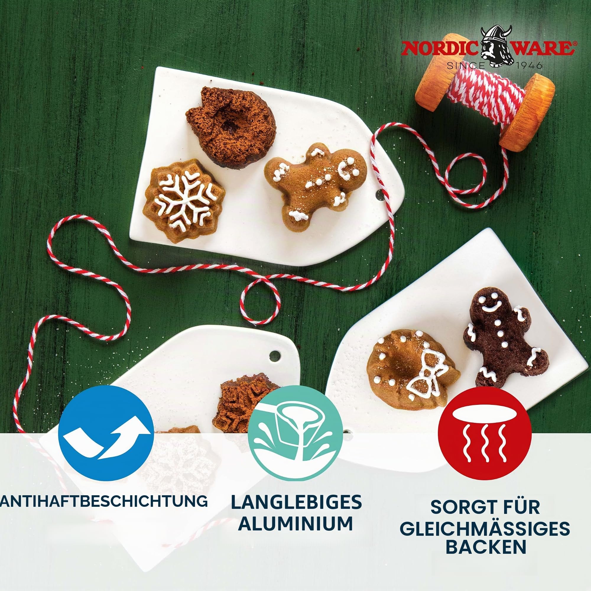 Nordic Ware Backform Holiday Teacakes Aluminium Grau, 30,8cm x 24,4cm, NW 93748