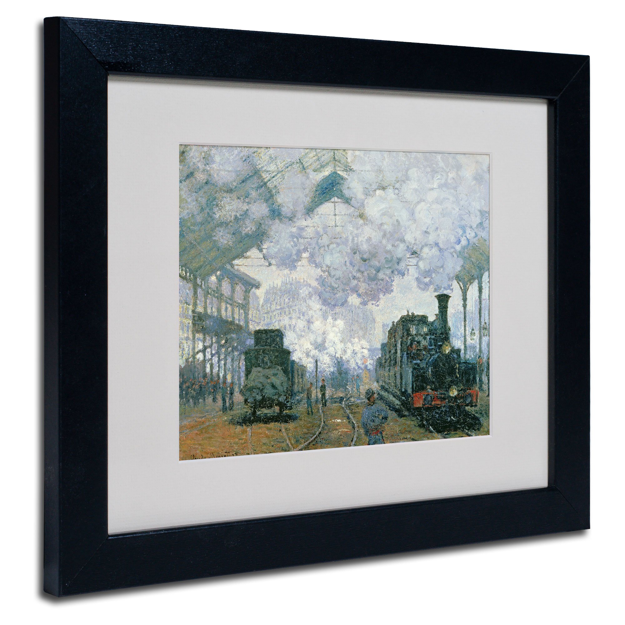 Gare Saint-Lazare Arrival of a Train by Claude Monet Canvas Wall Artwork, Black Frame, 11 by 14-Inch