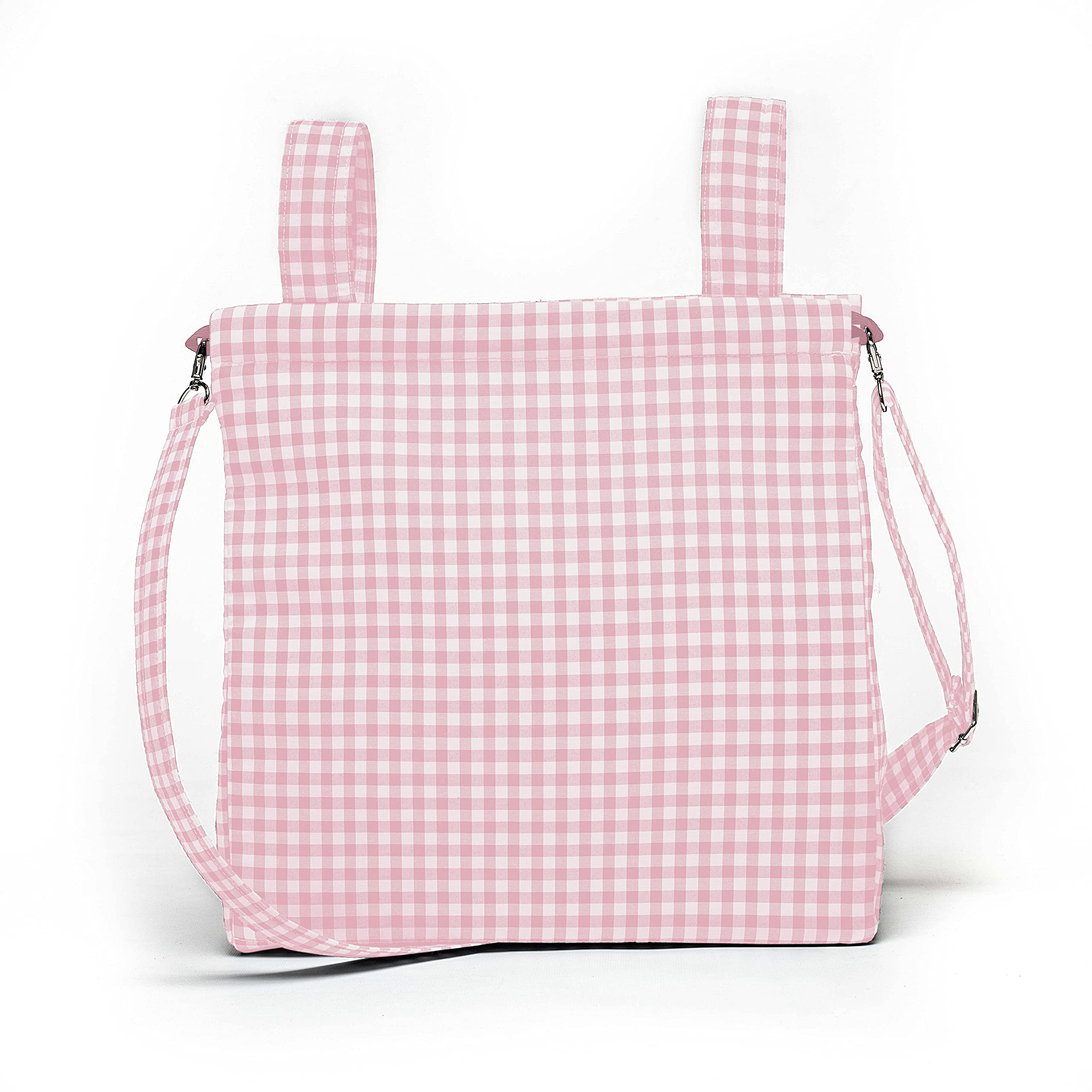 Bolsa panera de algodón vichy personalizada con nombre bordado - Bolso carro - Talega carrito de bebé - Nenel