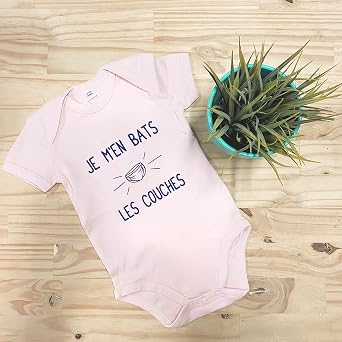 Body Bébé "Je M'en Bats Les Couches" - T-Shirt Humour Drôle En Coton Bio, Idée Cadeau