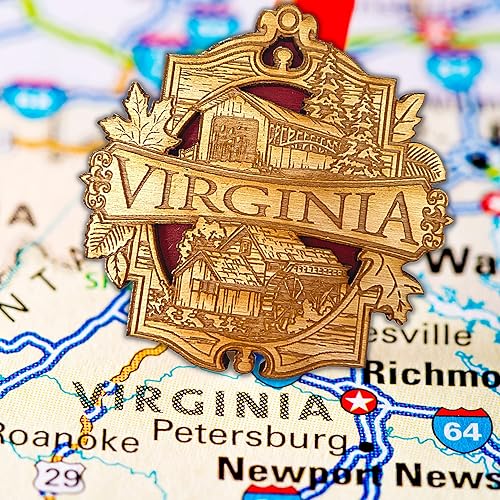 Miniatura 2 de Imanes de recuerdo, imán de Virginia, madera tallada, para nevera, pizarra blanca, fabricado en los EE. UU., 3 pulgadas