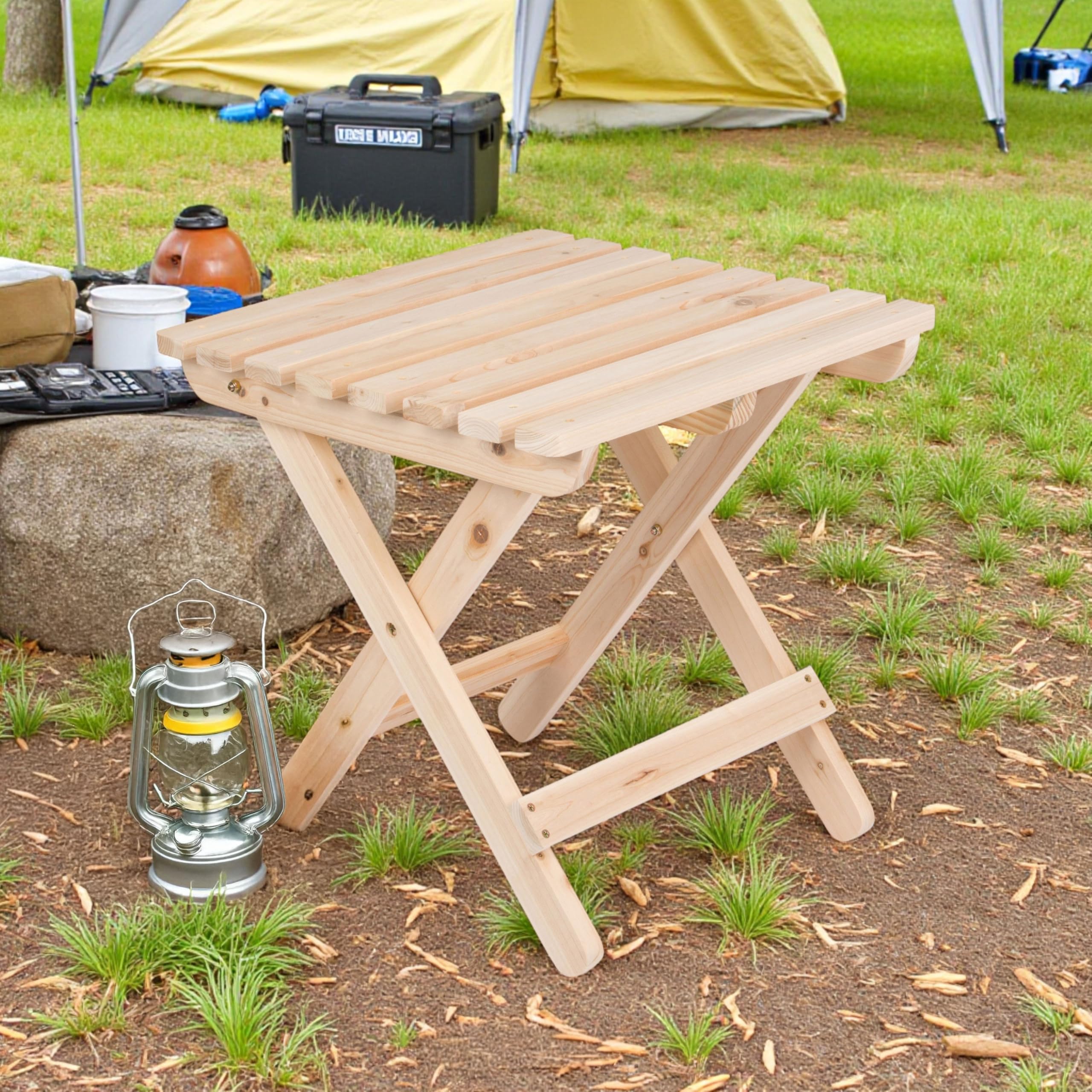 Amazon.com : Shine Company Square Wooden Folding Solid Wood Side