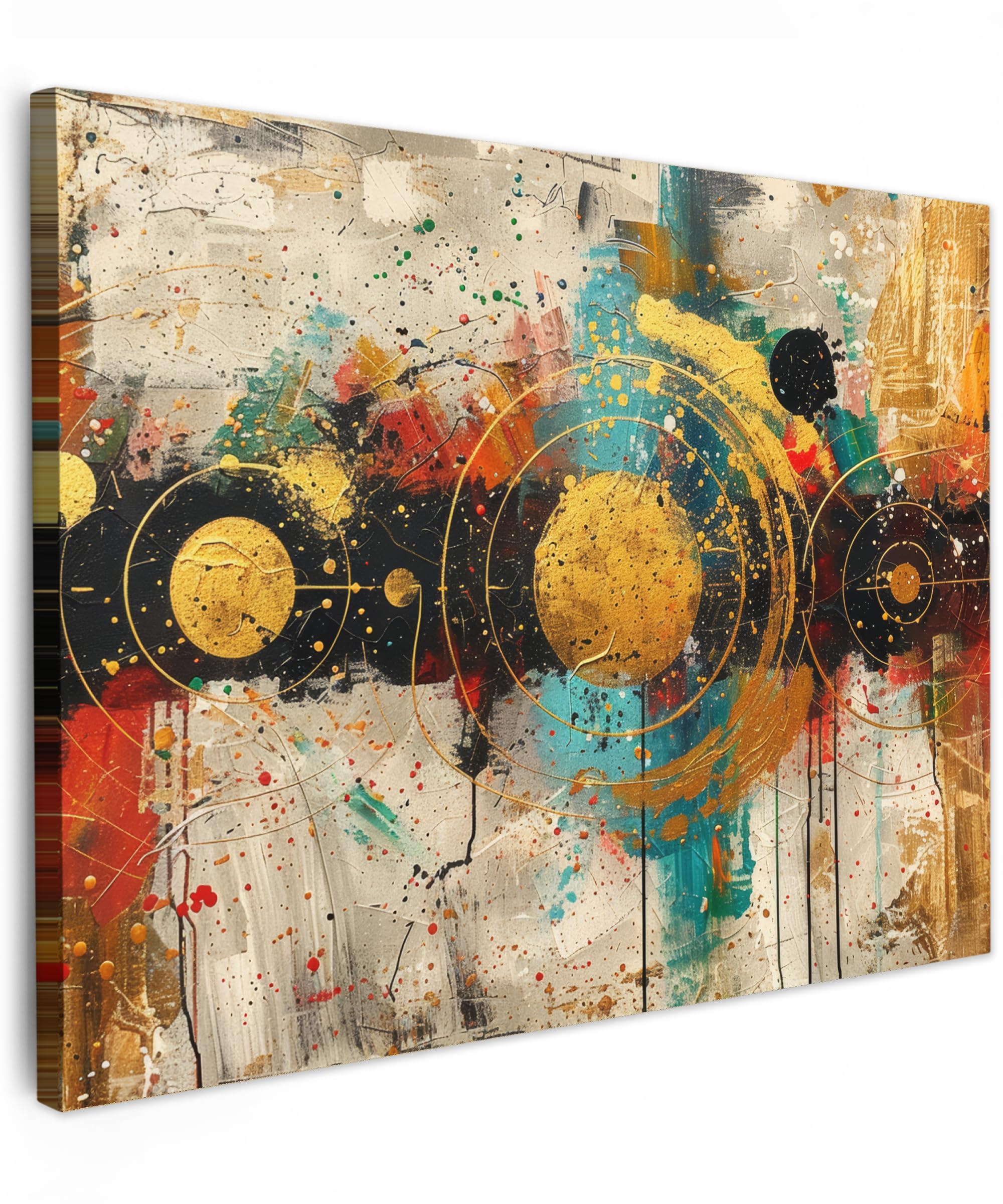 MuchoWow© Canvas Wall Art 31"x24" / 80x60 cm Decor Prints for Living Room Decorative Canvases Hall Artwork Abstract - Art - Gold - Modern