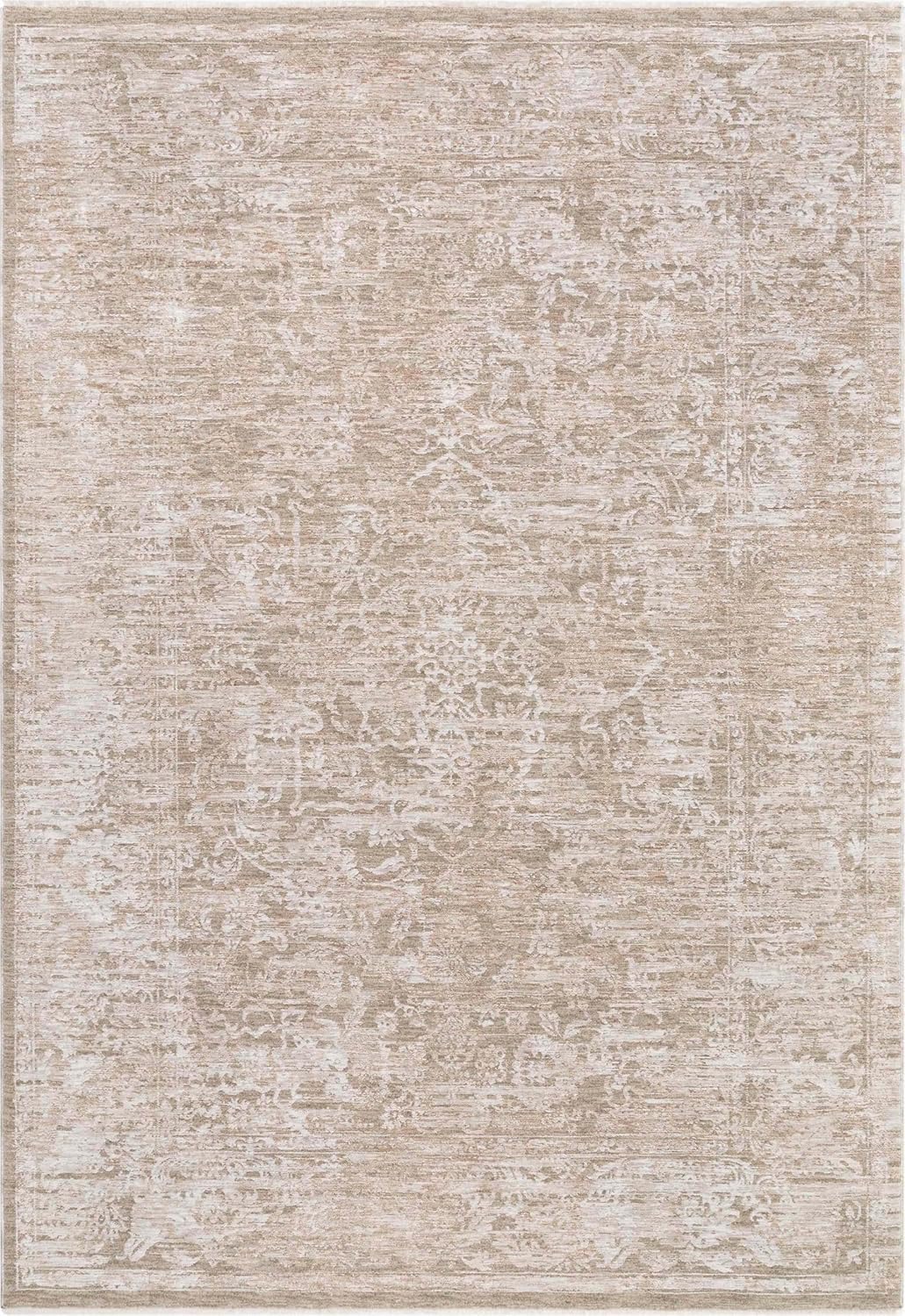 Well Woven Ethos Harmony Beige 7'10" x 10'6" Area Rug - Dense Textural Earthy Neutrals - Central Asian Tekke Inspired - Easy Clean Stain-Resistant - Perfect for Living Room, Bedroom, Dining Room