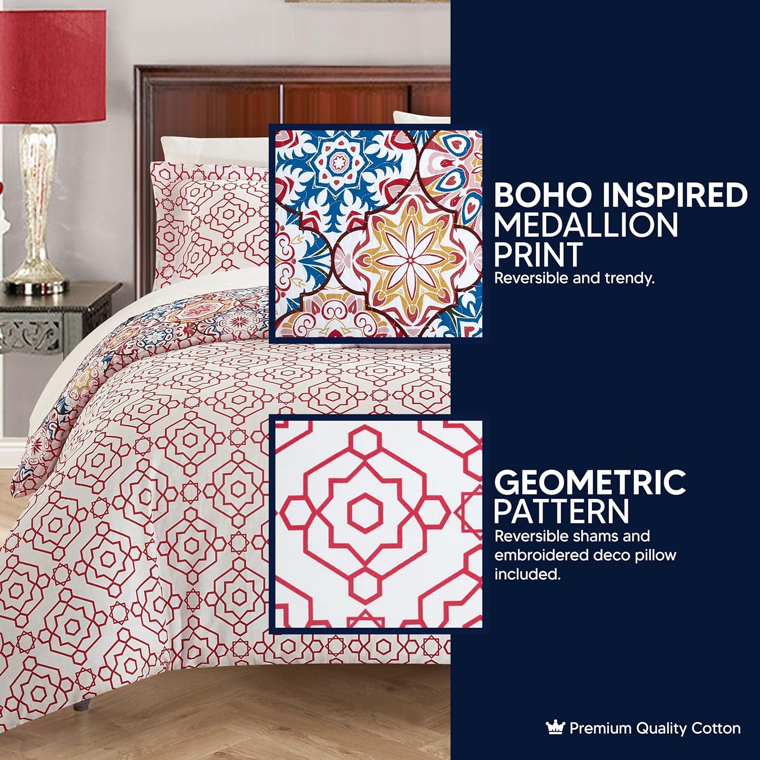 Chic Home DS5186-AN Bristol 4 Piece Reversible Duvet Cover Set, Pink, Queen