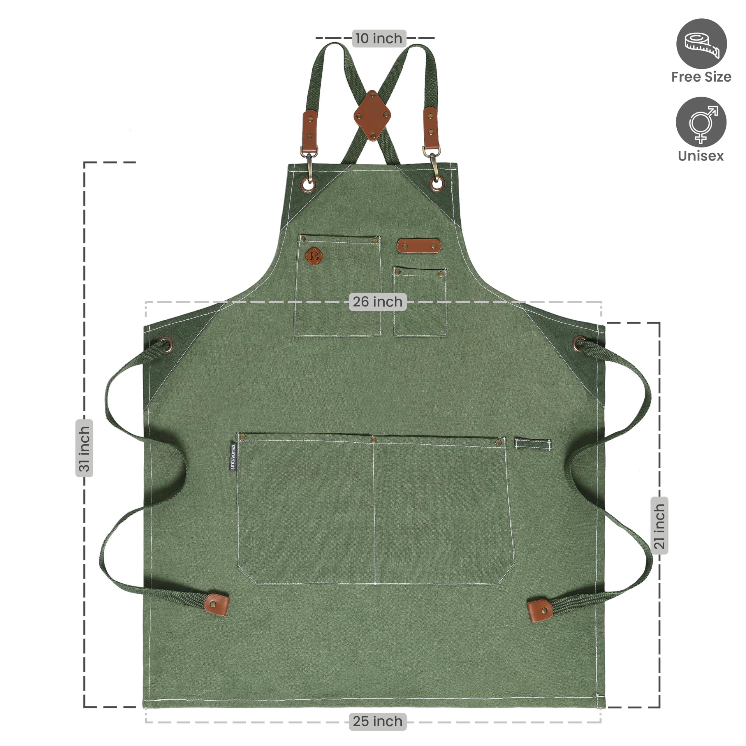 Tablier de chef en coton recyclé avec col réglable et longues attaches pour la cuisine, la pâtisserie