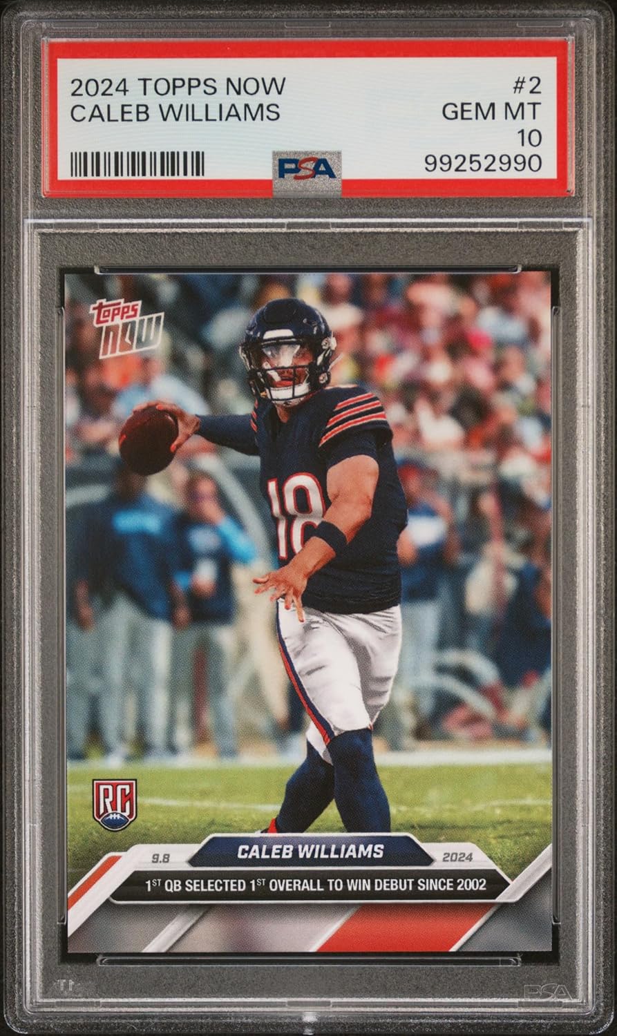 Caleb Williams 2024 Topps Now Football Debut Rookie Card #2 Graded PSA 10 Cert # 99252990